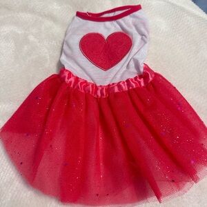 Small dog twill glitter sequin pink dress with heart design NWT